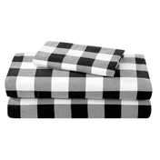 Flannel sheets and pillowcases folded and stacked