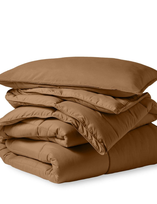 A down alternative comforter folded neatly