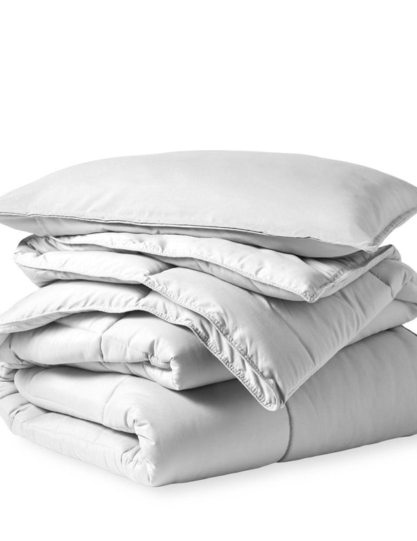A down alternative comforter folded neatly