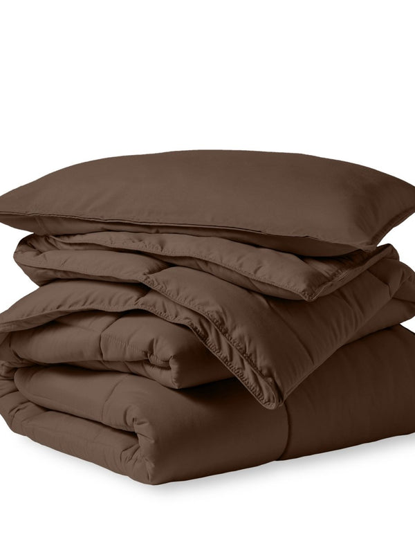 A down alternative comforter folded neatly