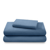 Flannel sheets and pillowcases folded and stacked