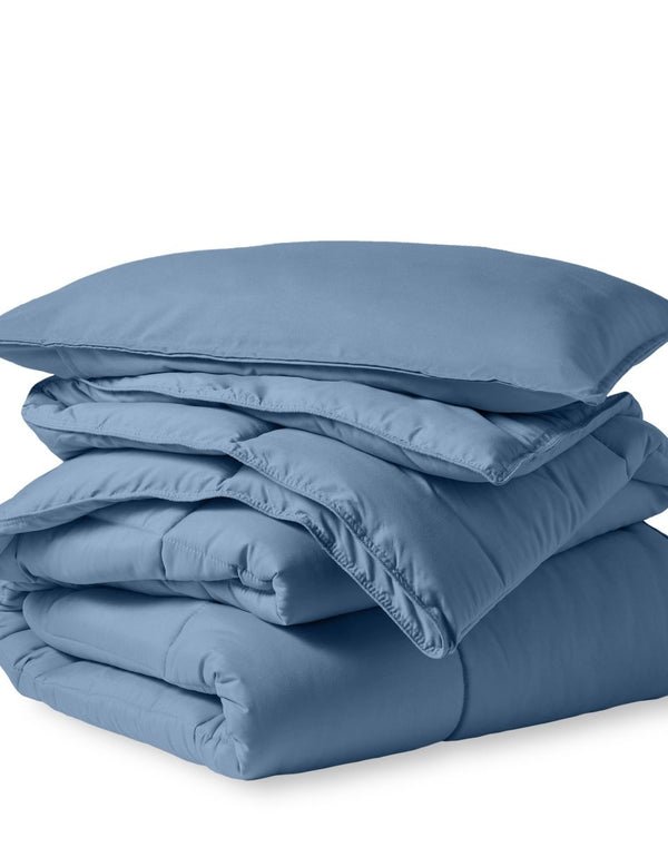 A down alternative comforter folded neatly