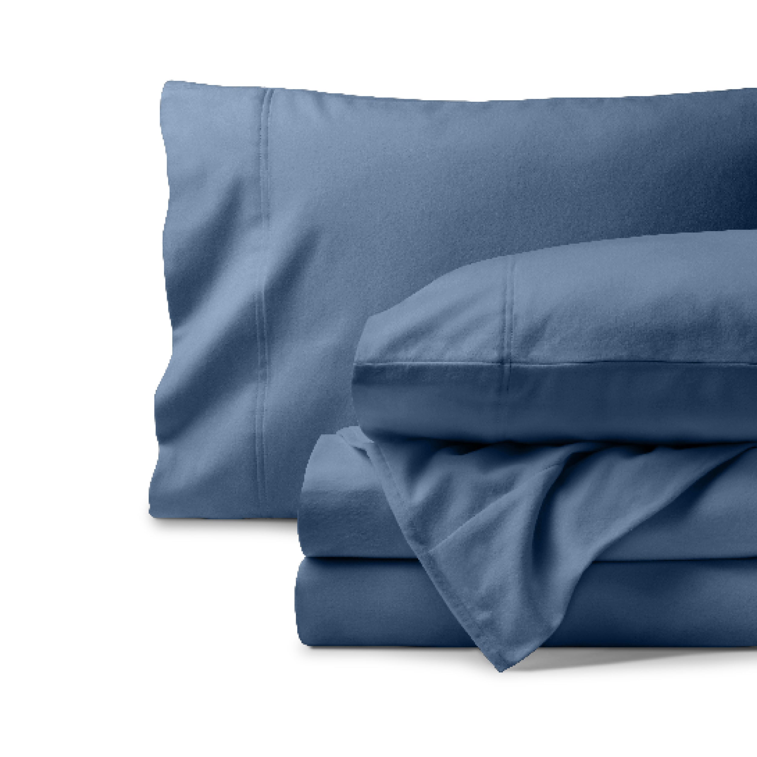 Organic flannel sheet set neatly folded