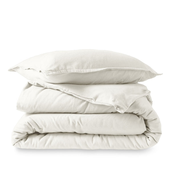 Flannel duvet set folded and stacked