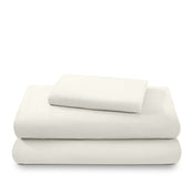 Flannel sheets and pillowcases folded and stacked
