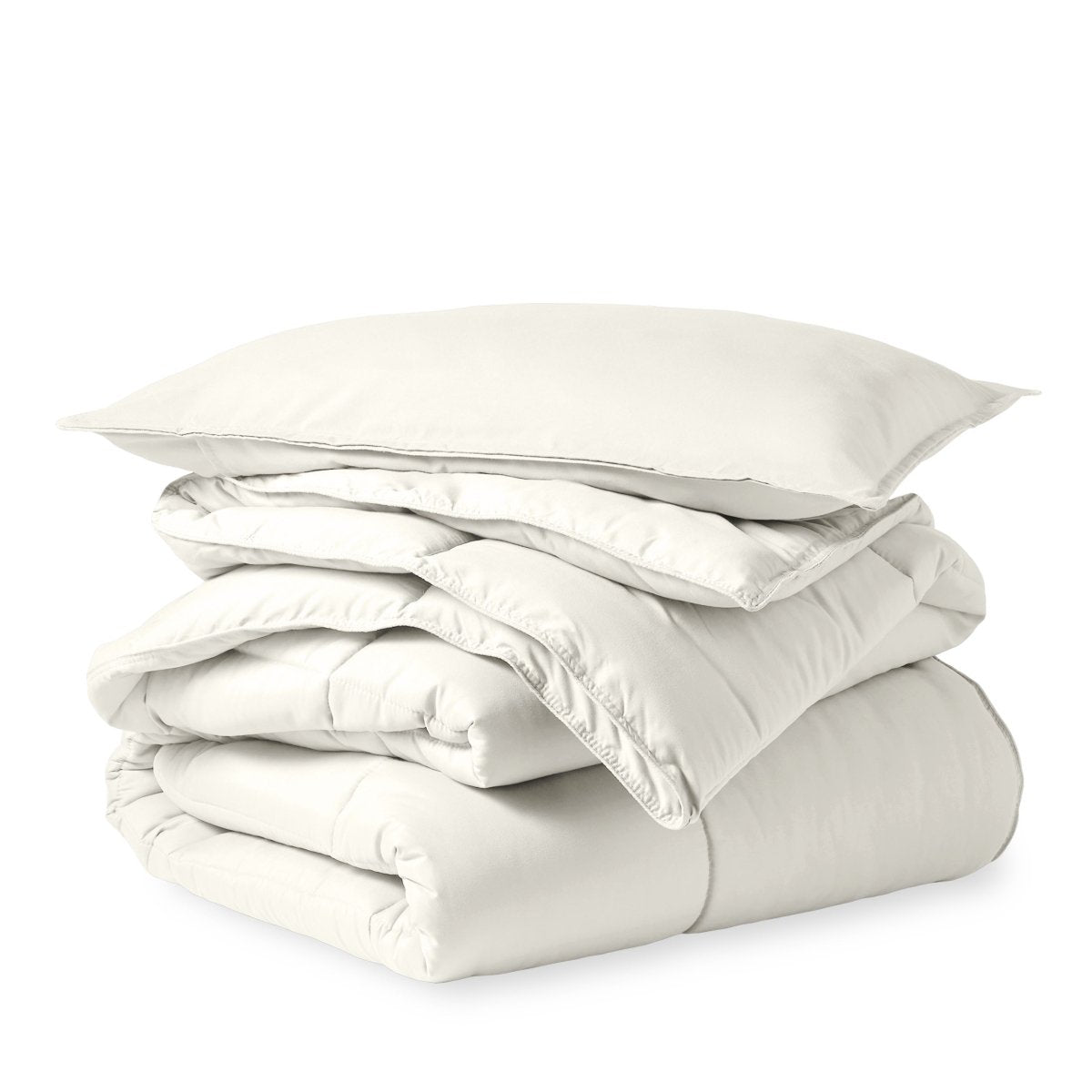 A down alternative comforter folded neatly