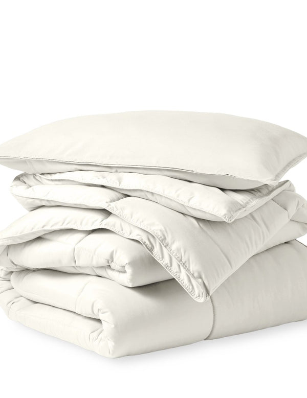 A down alternative comforter folded neatly