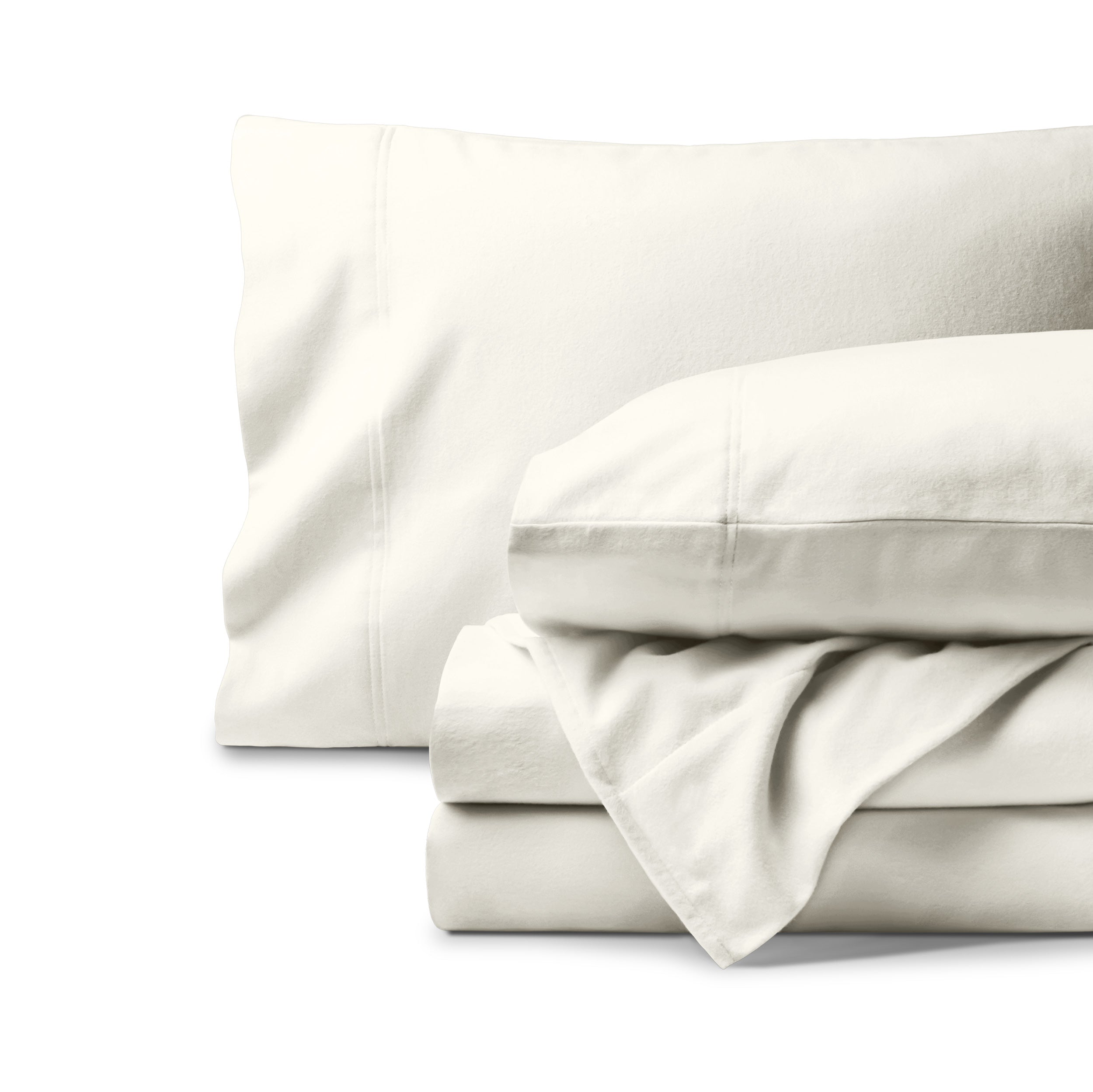 Organic flannel sheet set neatly folded