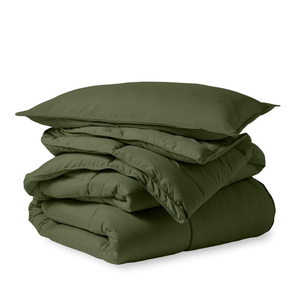 A down alternative comforter folded neatly