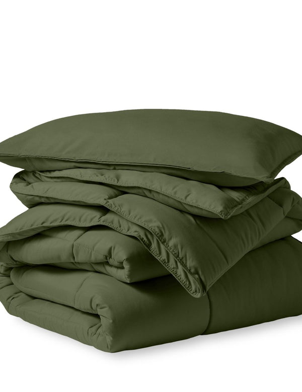 A down alternative comforter folded neatly