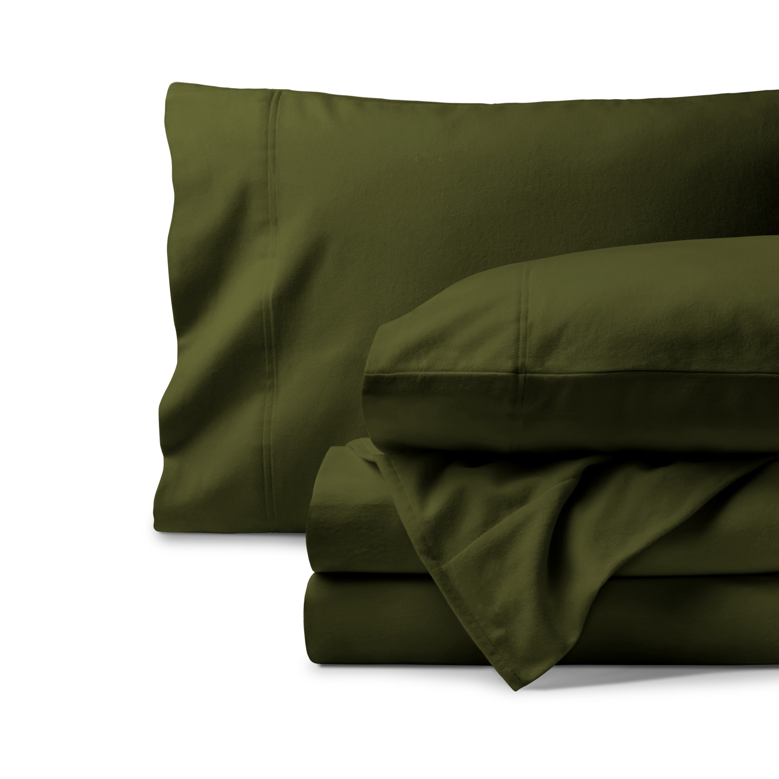 Organic flannel sheet set neatly folded
