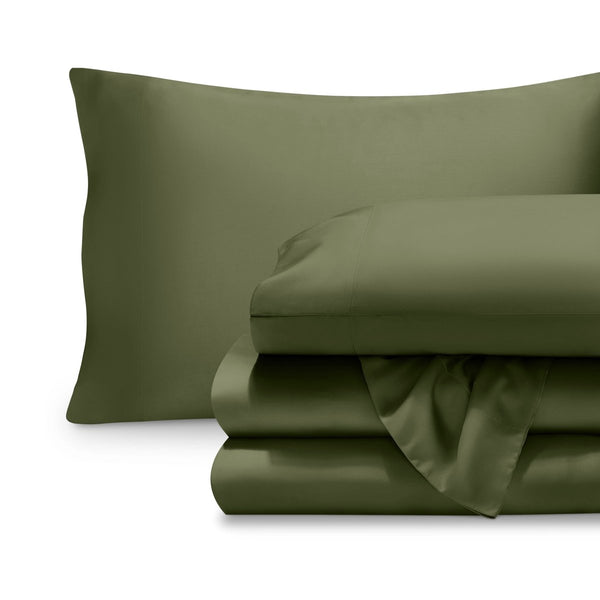 Set of TENCEL sheets and pillowcase on a white background