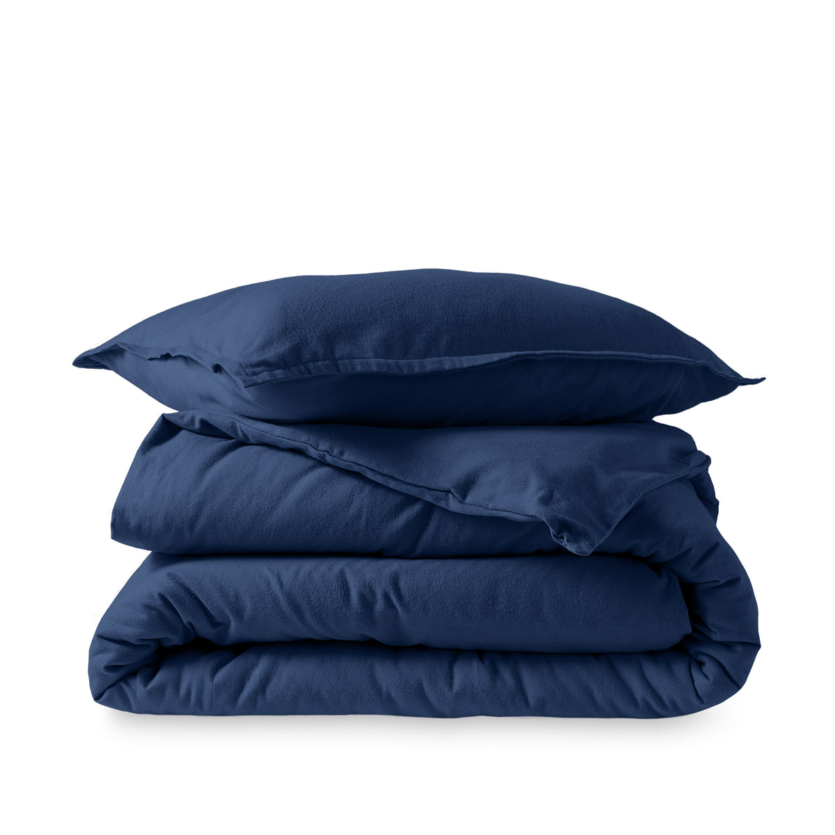 Flannel duvet set folded and stacked