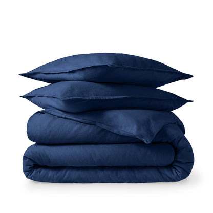 Flannel duvet set folded and stacked