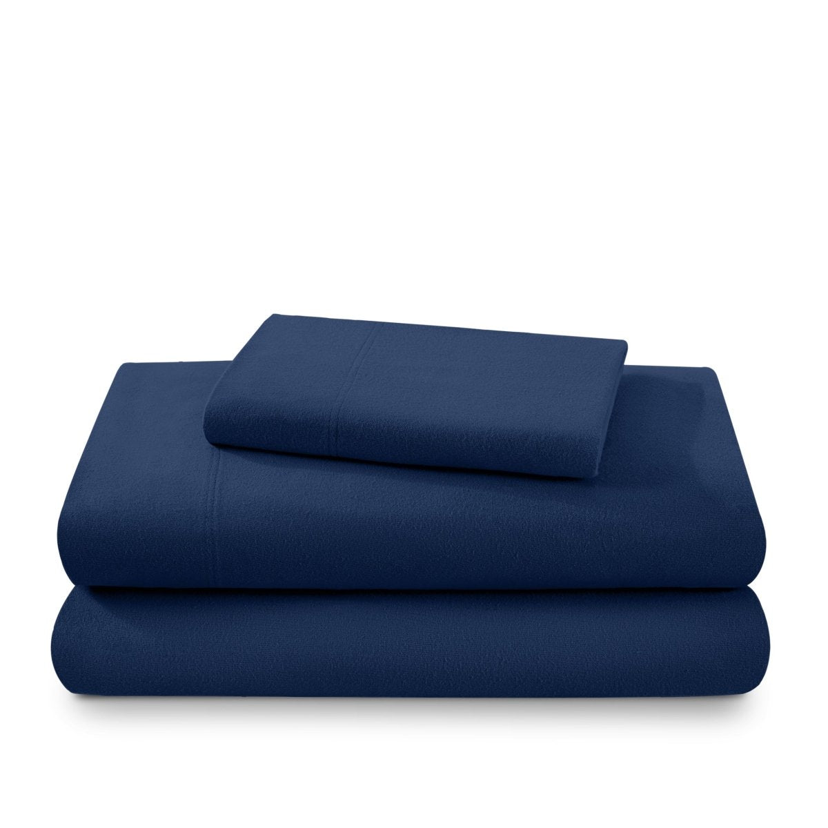 Flannel sheets and pillowcases folded and stacked