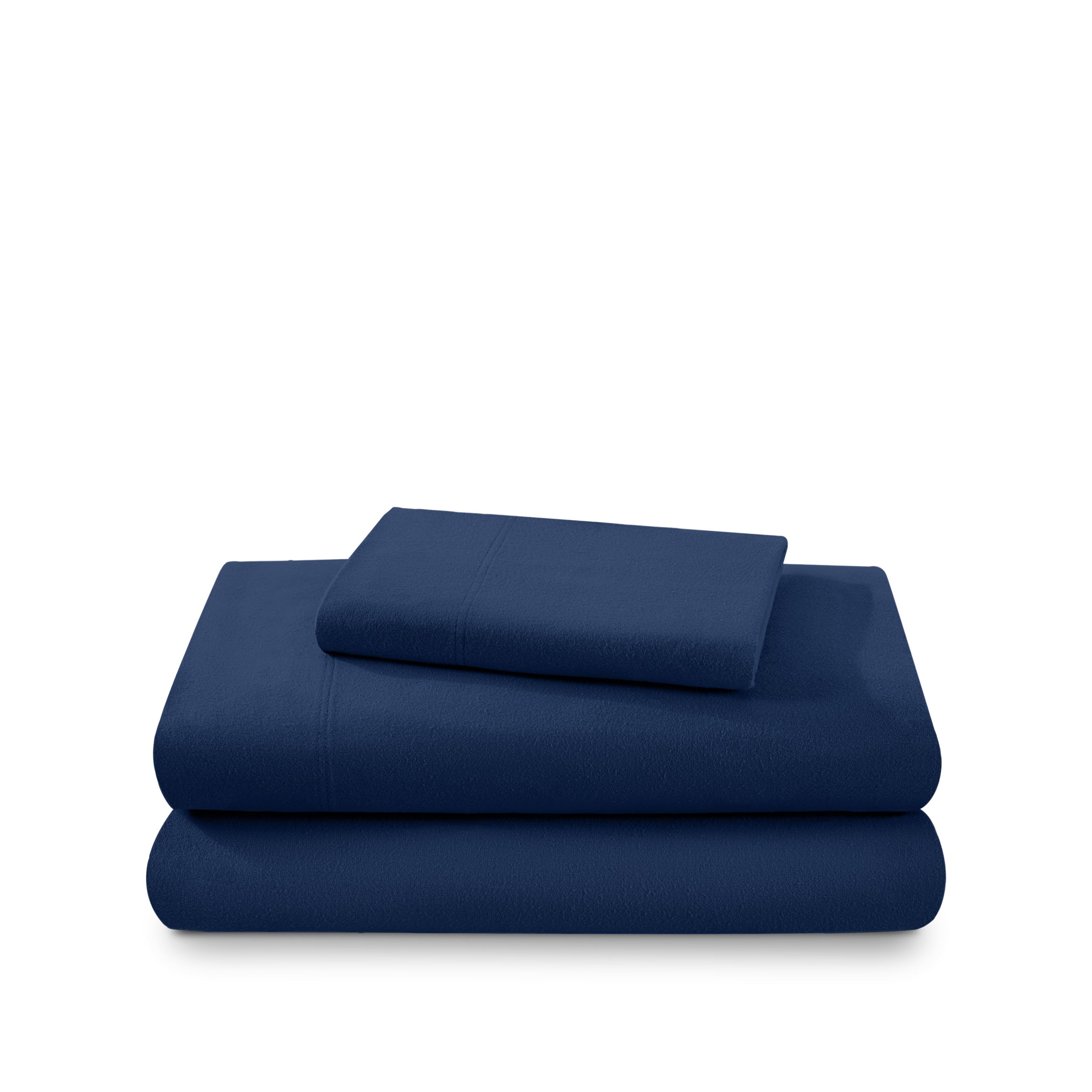 Flannel sheets and pillowcases folded and stacked
