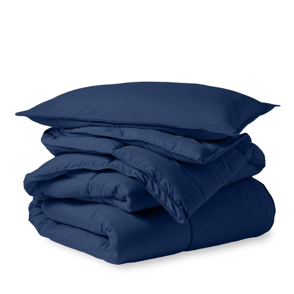 A down alternative comforter folded neatly