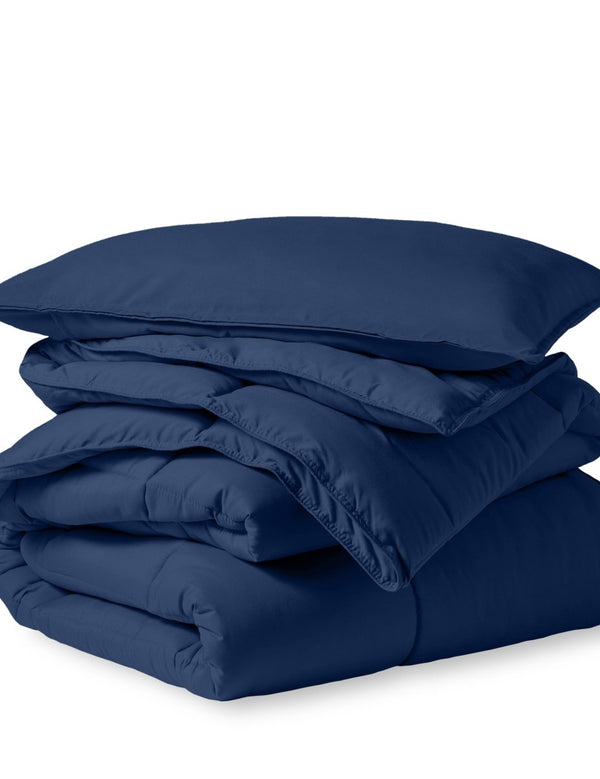 A down alternative comforter folded neatly