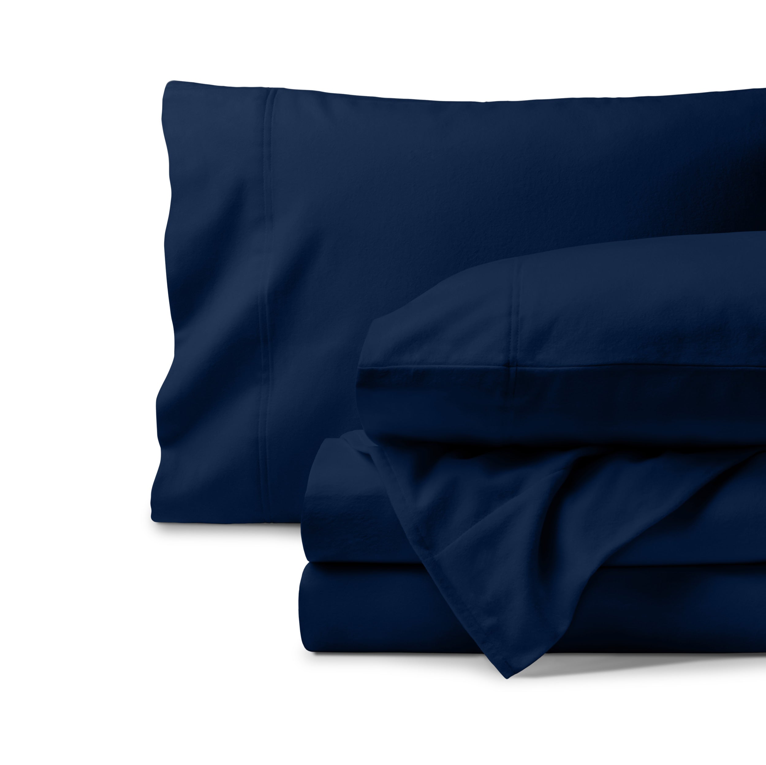 Organic flannel sheet set neatly folded