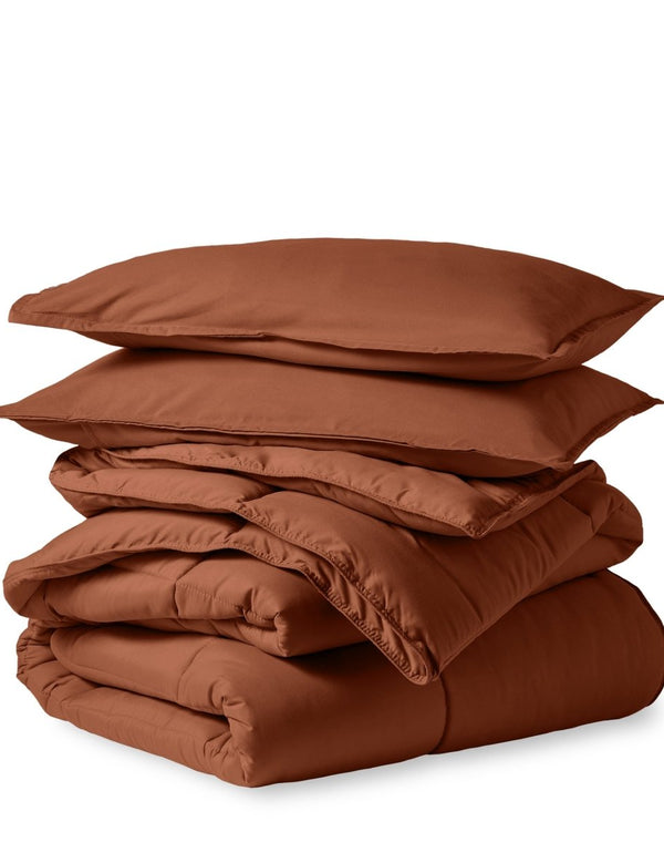 Down Alternative Box Stitch Comforter Set - Queen - Bare Home