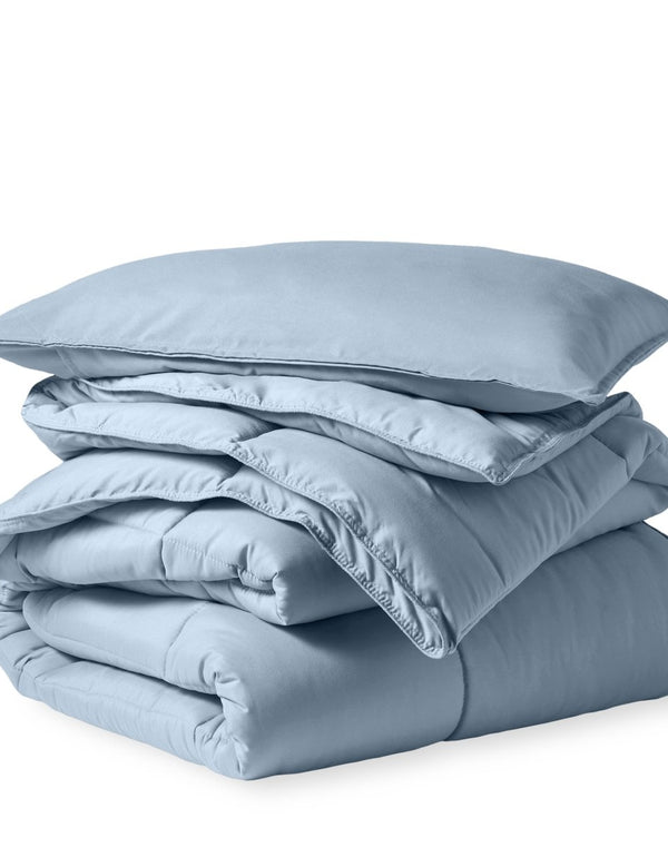 A down alternative comforter folded neatly