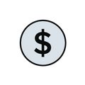 Dollar sign icon in a circle representing earning