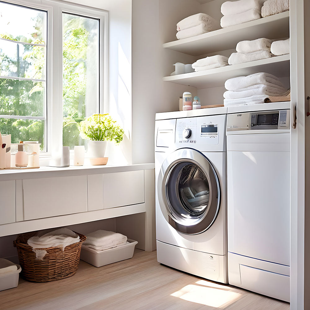 Washing machine and dryer in a tidy room