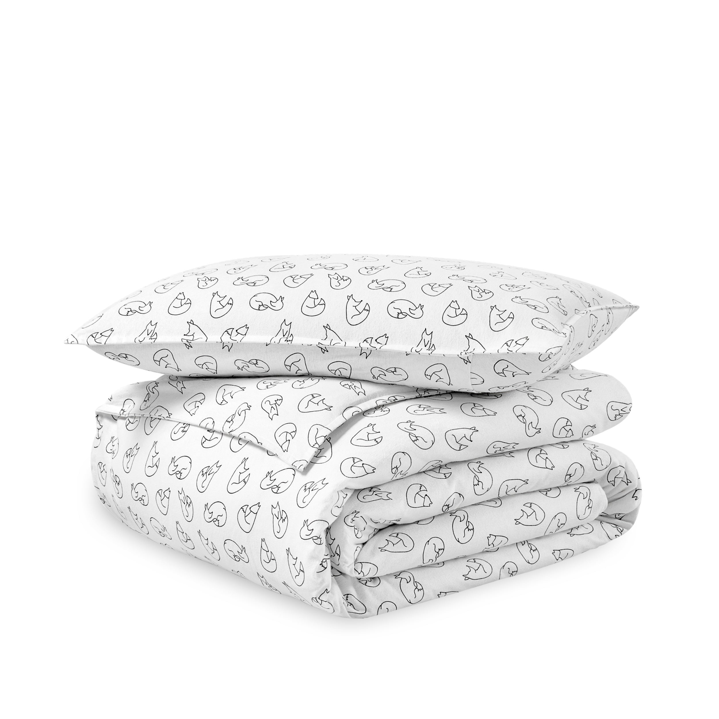 Flannel duvet set folded and stacked