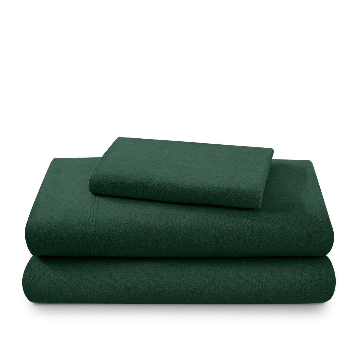 Flannel sheets and pillowcases folded and stacked