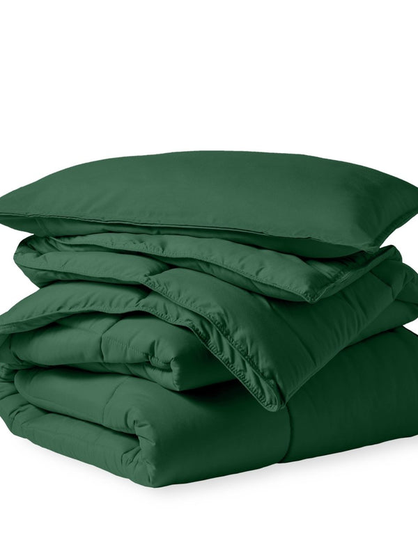 A down alternative comforter folded neatly
