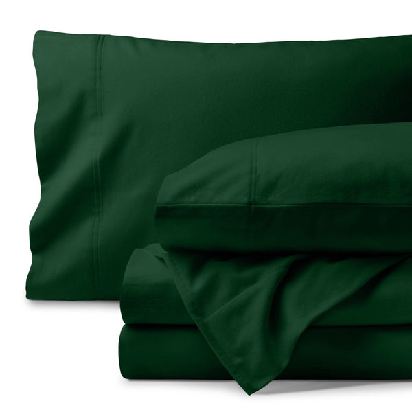 Organic flannel sheet set neatly folded