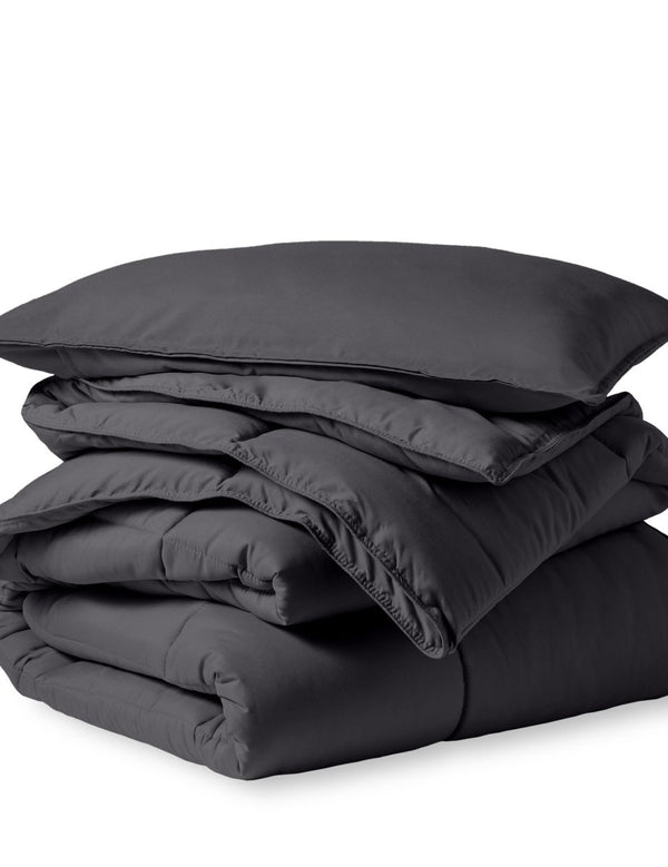 A down alternative comforter folded neatly