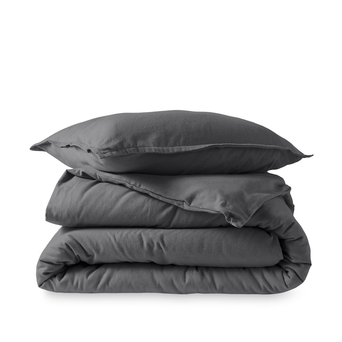 Flannel duvet set folded and stacked
