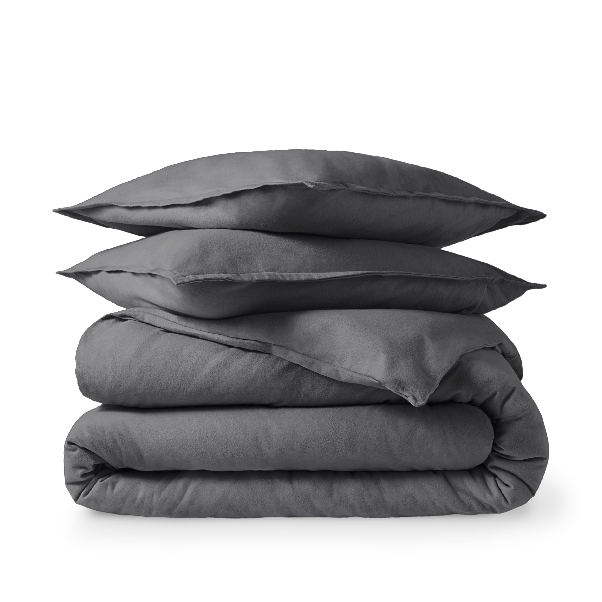 Flannel duvet set folded and stacked