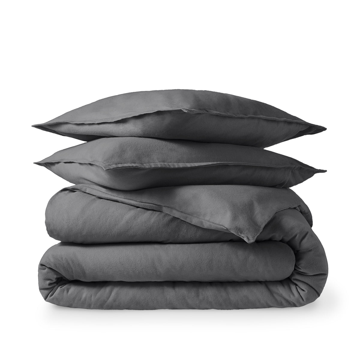 Flannel duvet set folded and stacked