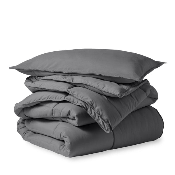 A down alternative comforter folded neatly