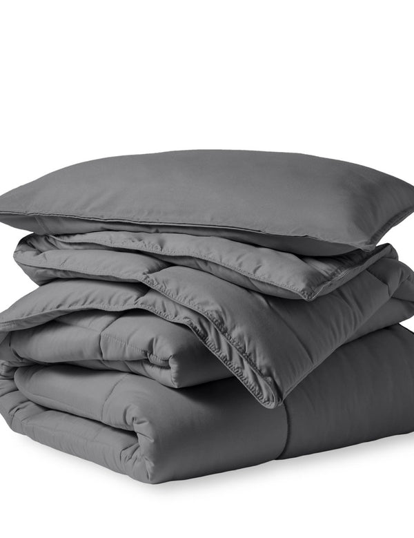 A down alternative comforter folded neatly