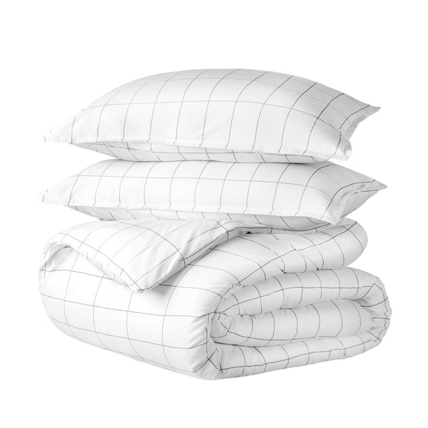 Printed duvet set folded and stacked