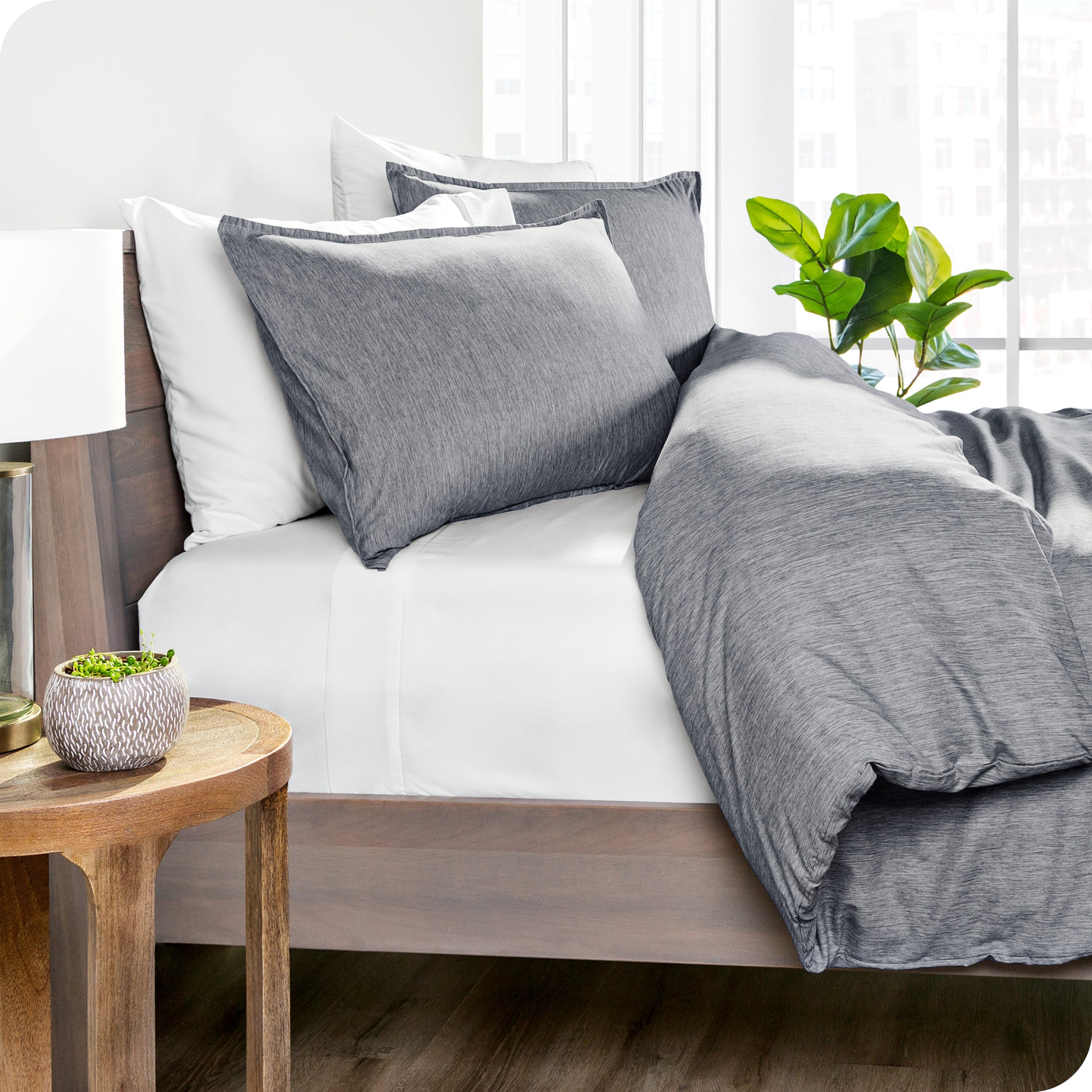 Microfiber Duvet Cover & Sham Set - Heather