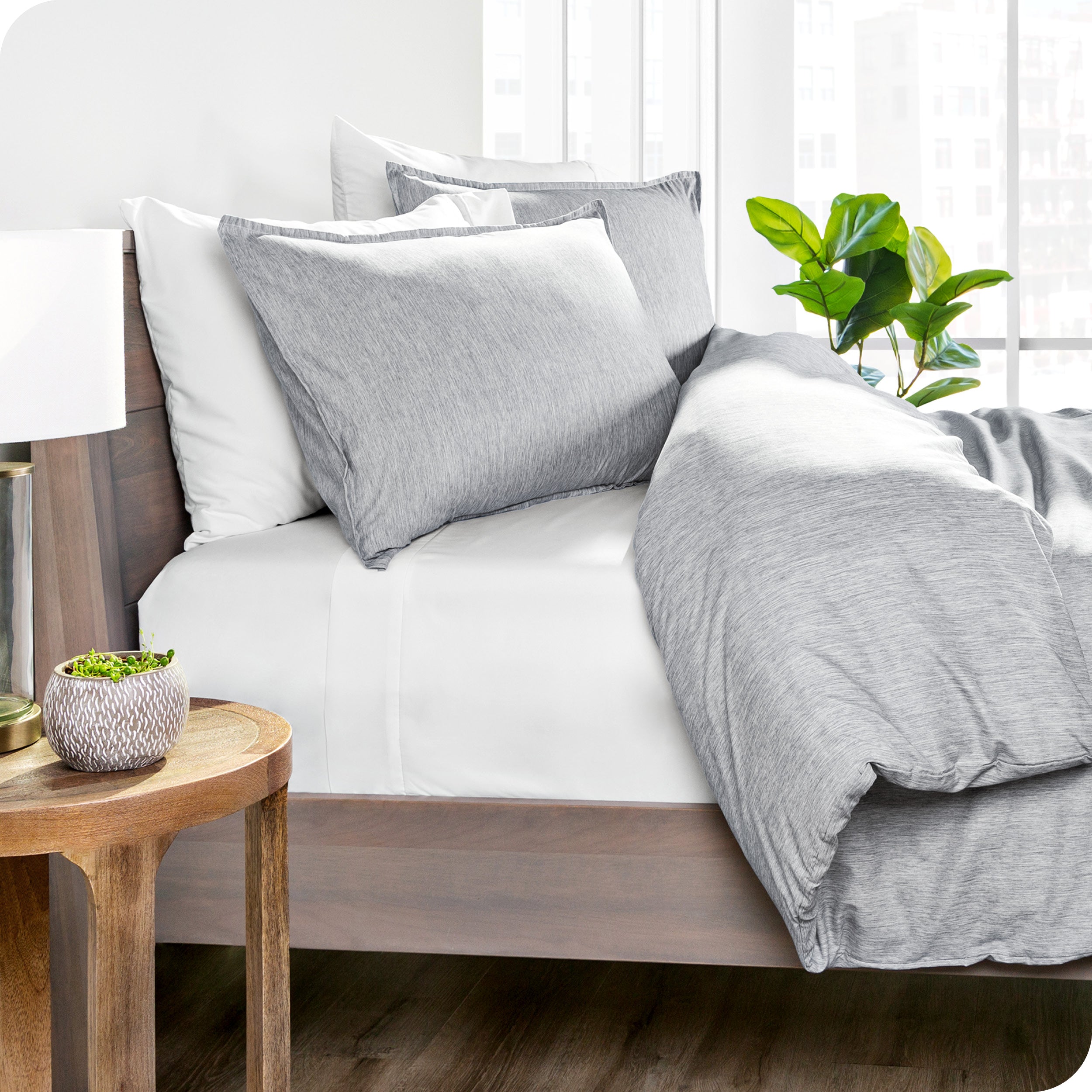 Microfiber Duvet Cover & Sham Set - Heather