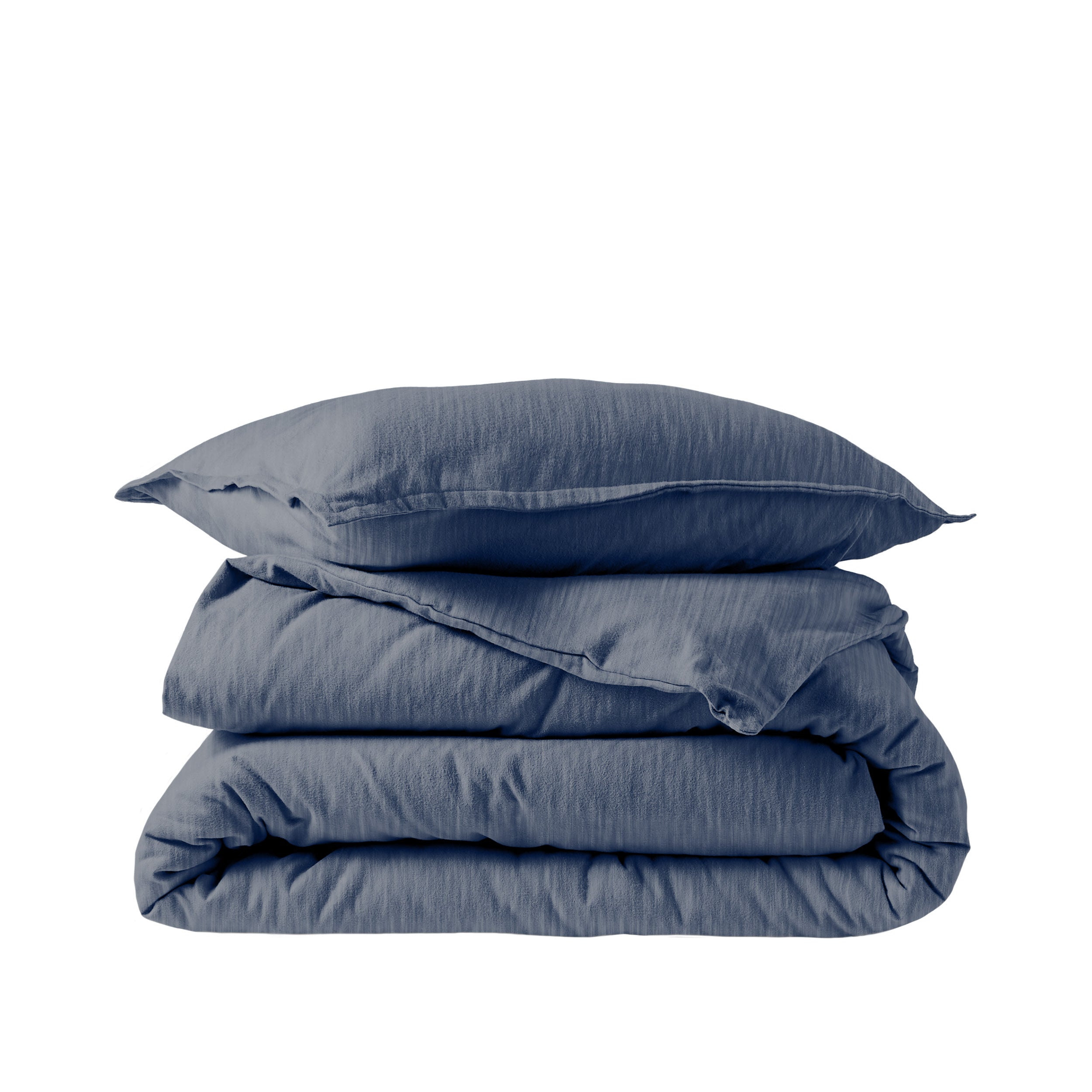 Flannel duvet set folded and stacked