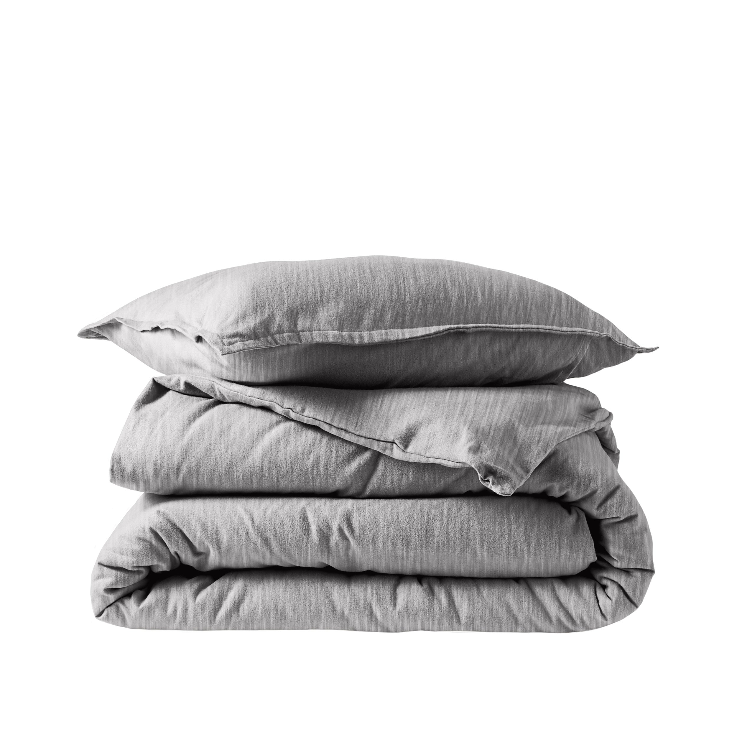 Flannel duvet set folded and stacked