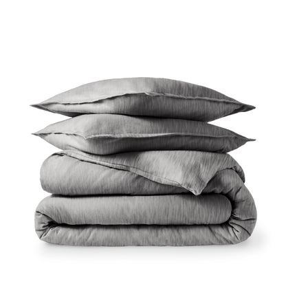 Flannel duvet set folded and stacked