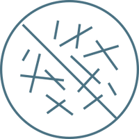 Blue geometric design with intersecting lines inside a circle