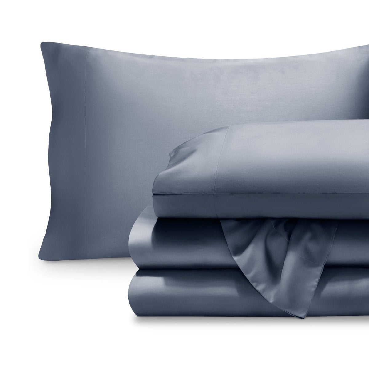 Set of TENCEL sheets and pillowcase on a white background