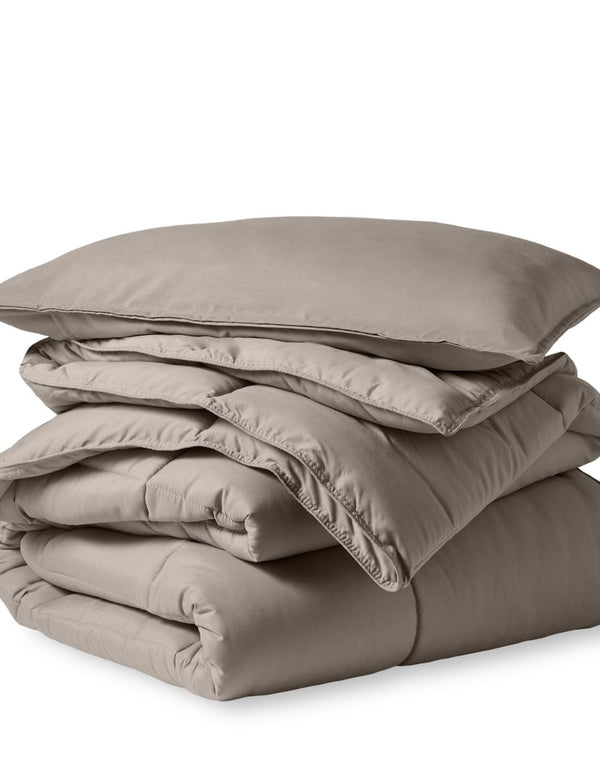A down alternative comforter folded neatly