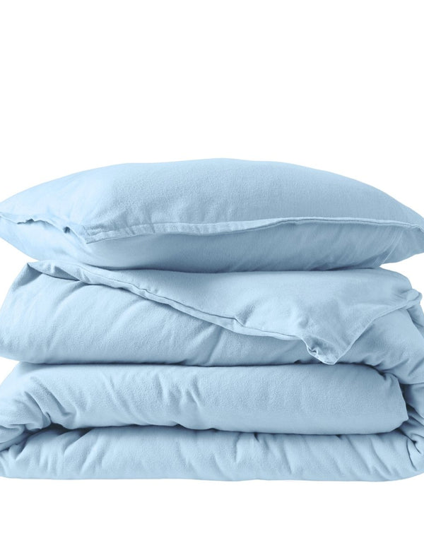 Flannel duvet set folded and stacked