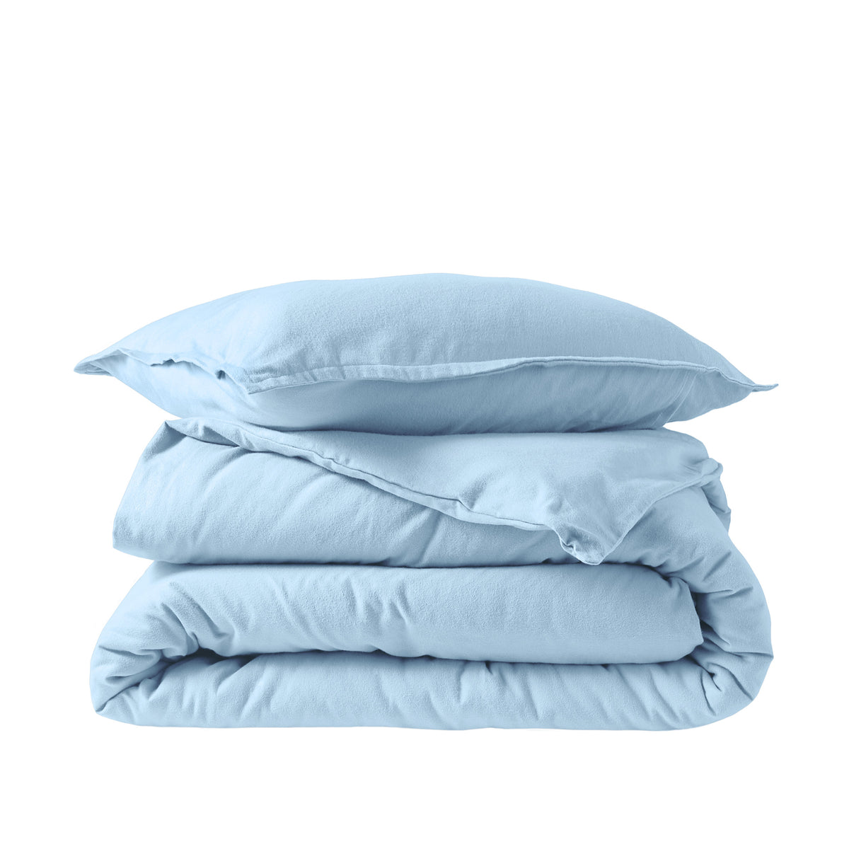 Flannel duvet set folded and stacked