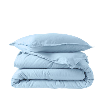 Flannel duvet set folded and stacked