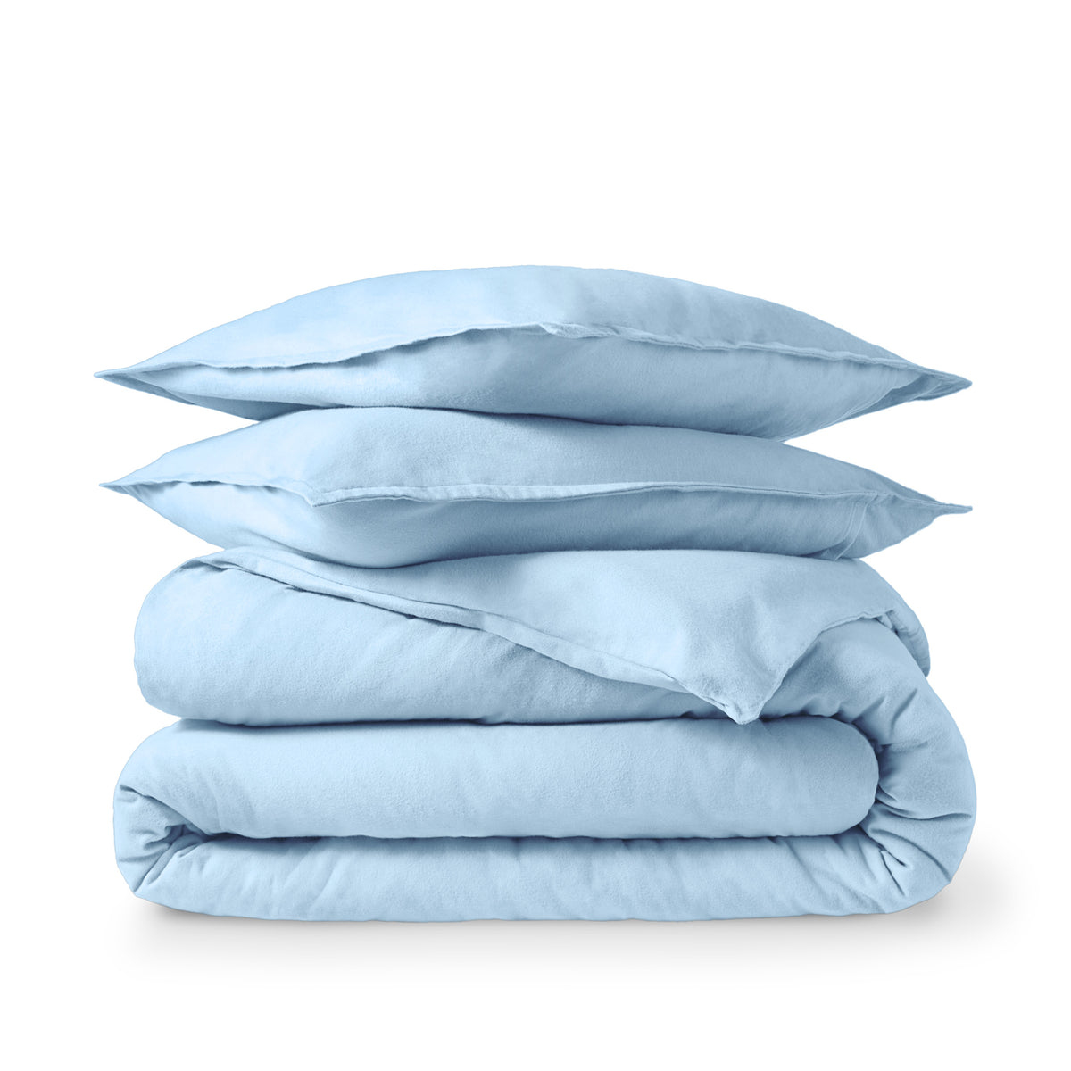 Flannel duvet set folded and stacked